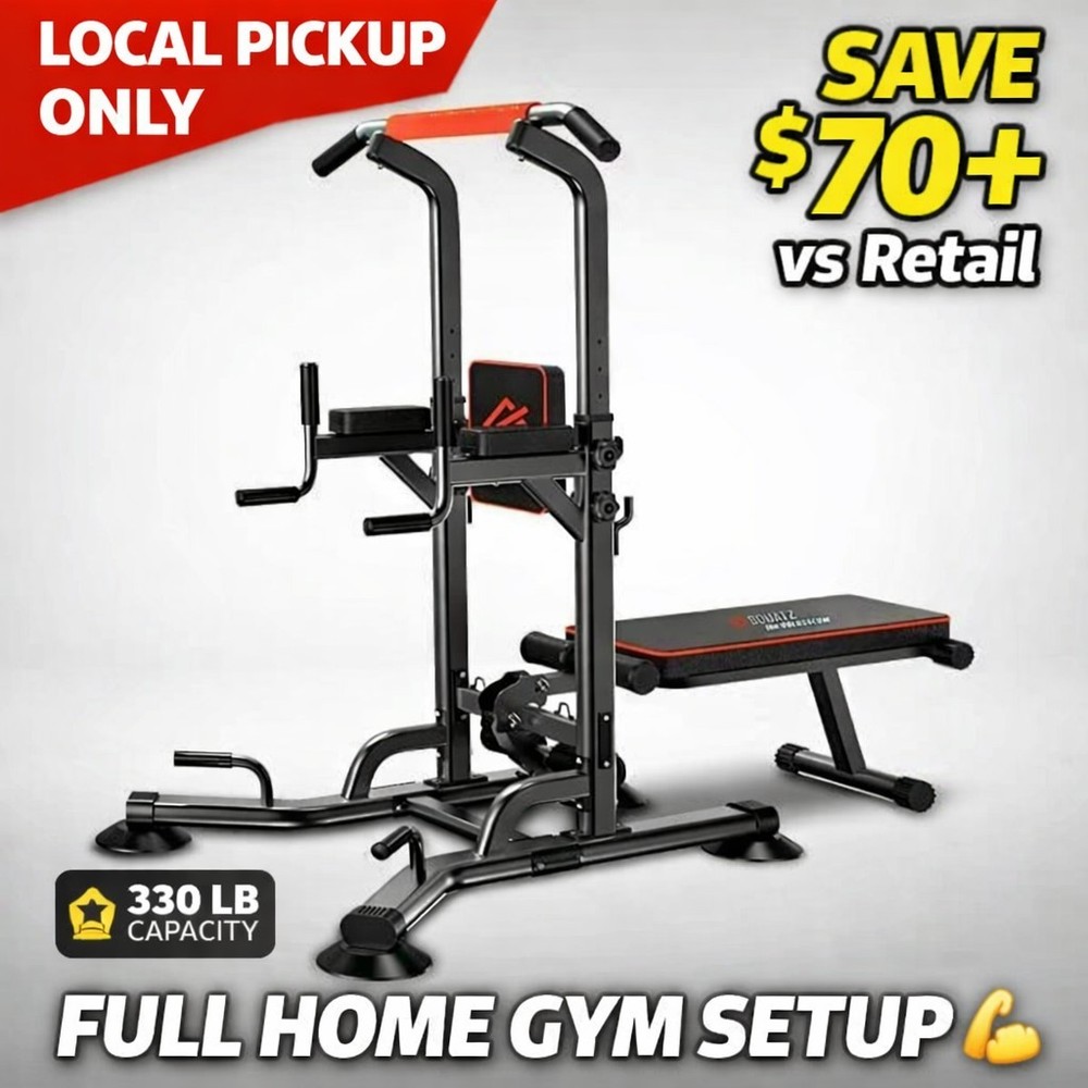Squatz Power Tower Dip Station Pull Up Bar w/ Bench Local Pickup Only