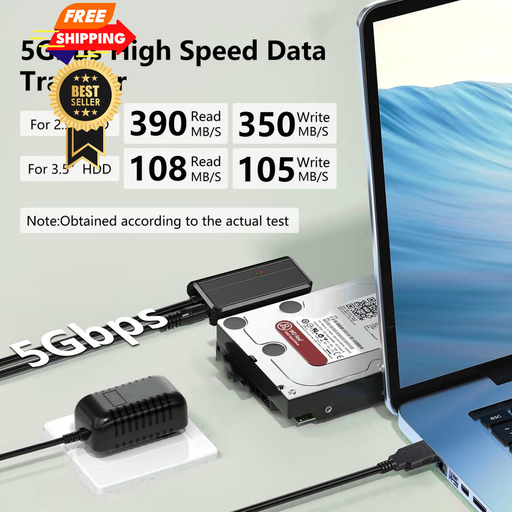 SATA to USB 3.0 Adapter, Cable, External Hard Drive Cable Black