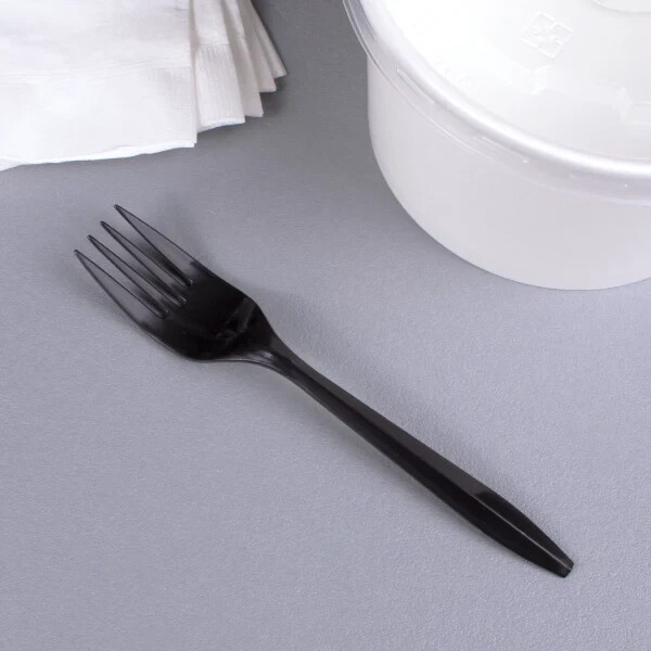 Karat PP Plastic Medium Weight Forks Bulk Box - Black - 1,000 ct, U2000B
