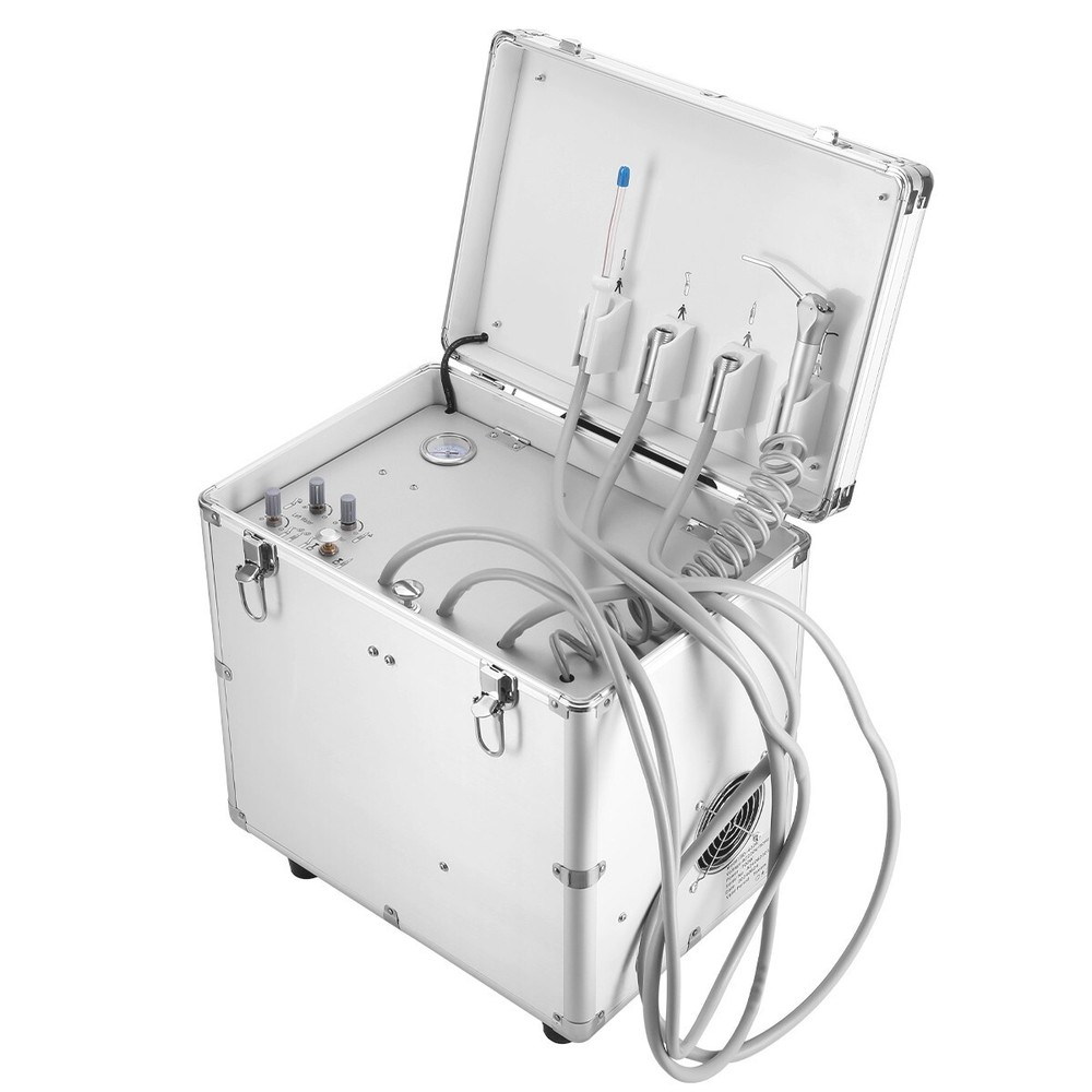 Portable Mobile Dental Delivery Unit Air Compressor Suction Rolling Suitcase 4H