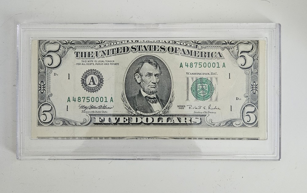 1995 $5 Federal Reserve Note Miscut Error