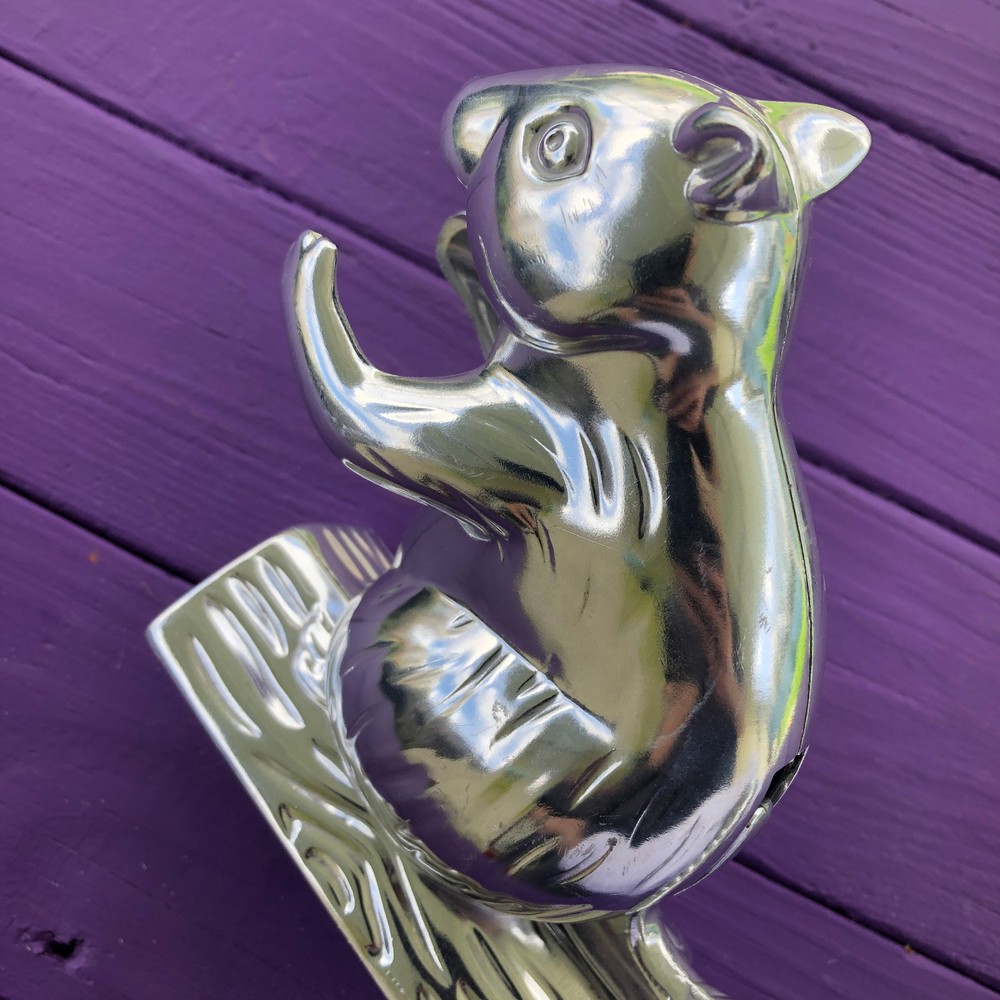 Adorable Vintage Aluminum Metal Squirrel Nutcracker