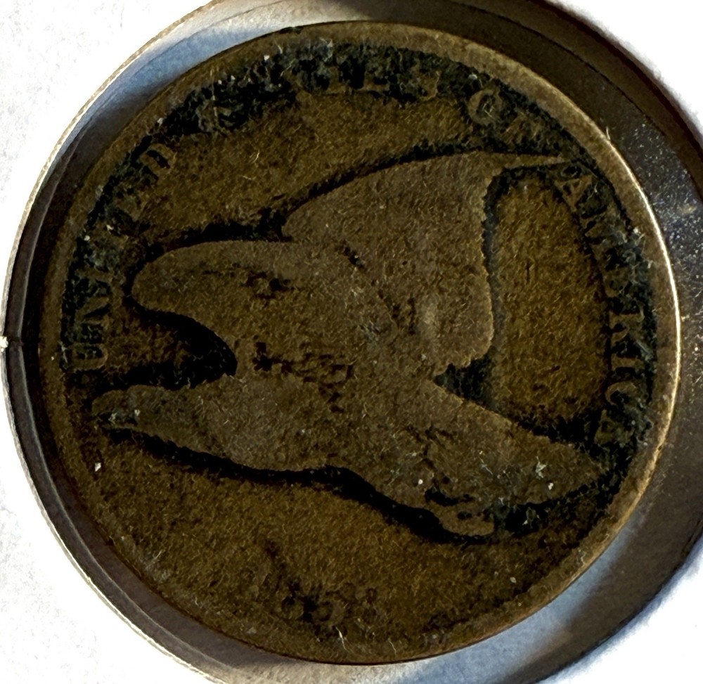 1858 Flying Eagle Cent - US One Cent Penny - (22-15)