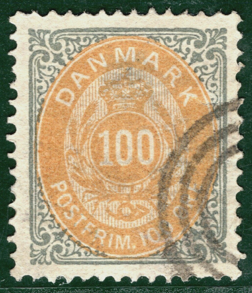 DENMARK Stamp 100o Numeral HIGH VALUE Used {samwells}YELLOW308