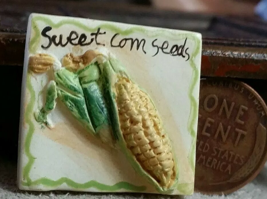 Plastic square with SWEET CORN jewelry finding