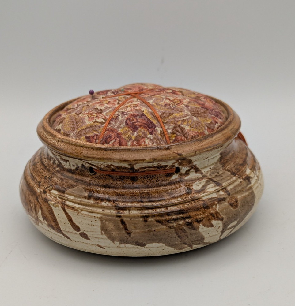 Ceramic Pottery Pin Cushion Hand made Artist Signed