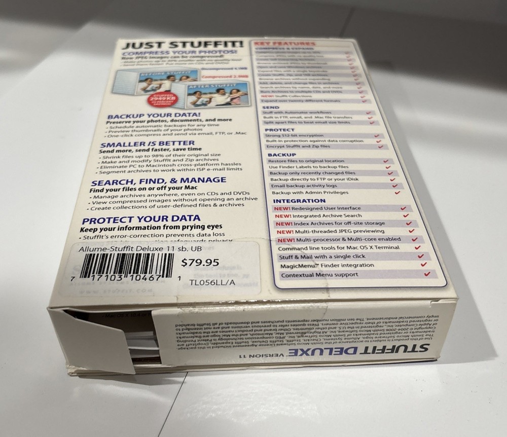 STUFFIT DELUXE Version 11 Vintage Software SmithMicro Mac OS X 10.4 Or Later