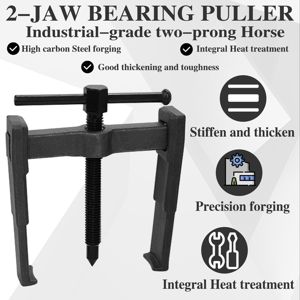 2 Jaw Gear Puller Set, Adjustable Steel Removal Tool 2 Claws Puller Kit for P...