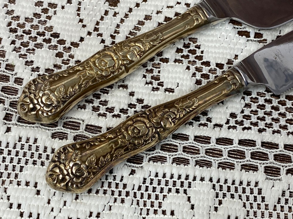Treasure Masters stainless steel JAPAN cake knife server set rose pattern