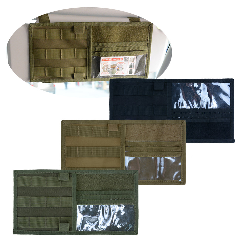 Tactical Nylon Vehicle Visor Panel Storage Holder Pouch Bag Sunshade Pocket