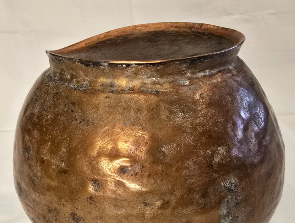 A Primitive Hammered Copper Water Jug Pitcher Antique