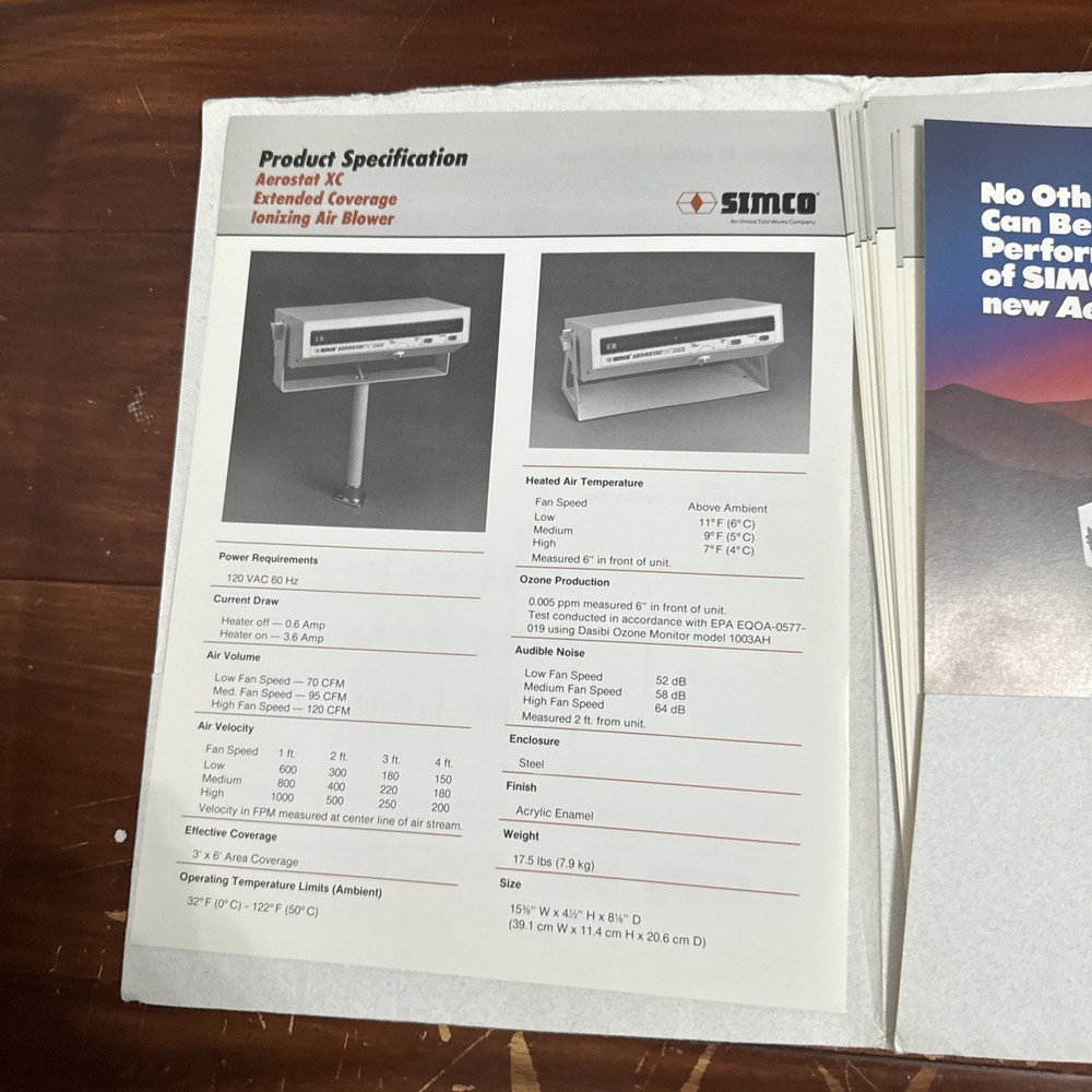 Simco Static Control Product Data Sheet Flyer Catalogs ~ 1989-1991