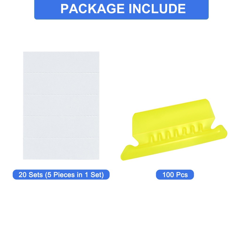 Hanging File Folder Tabs, 2 Inch File Folder Tabs and Inserts, Yellow, 100 Pcs