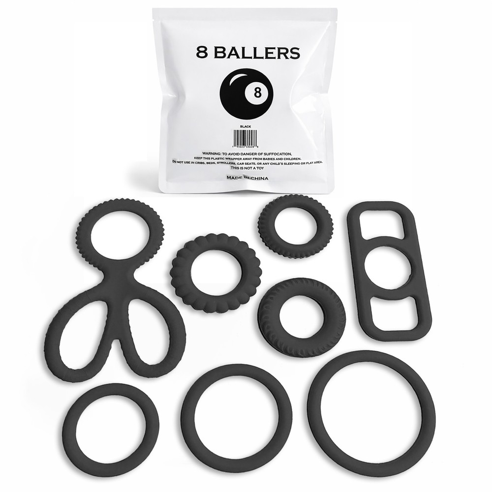 LeLuv® 8 Baller Stretch Silicone Performance Ring System - 8 Shapes