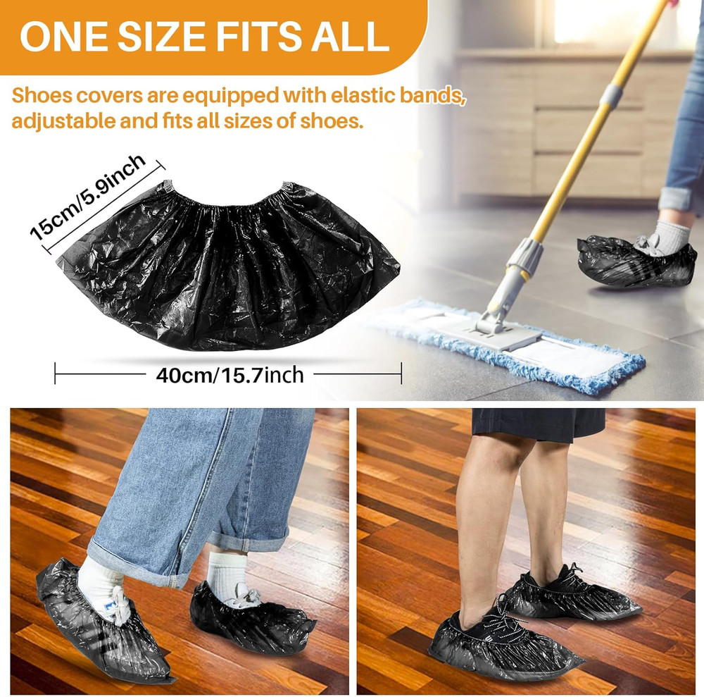 60 Pack (30 Pairs) Shoe Covers - Boot Covers Plastic Disposable Waterproof