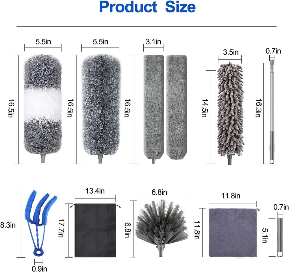 Microfiber Duster Kit (11PCS) with Extension Pole