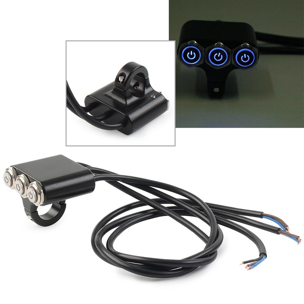 22mm 7/8" Push Button On/Off Headlight Fog Light Handlebar