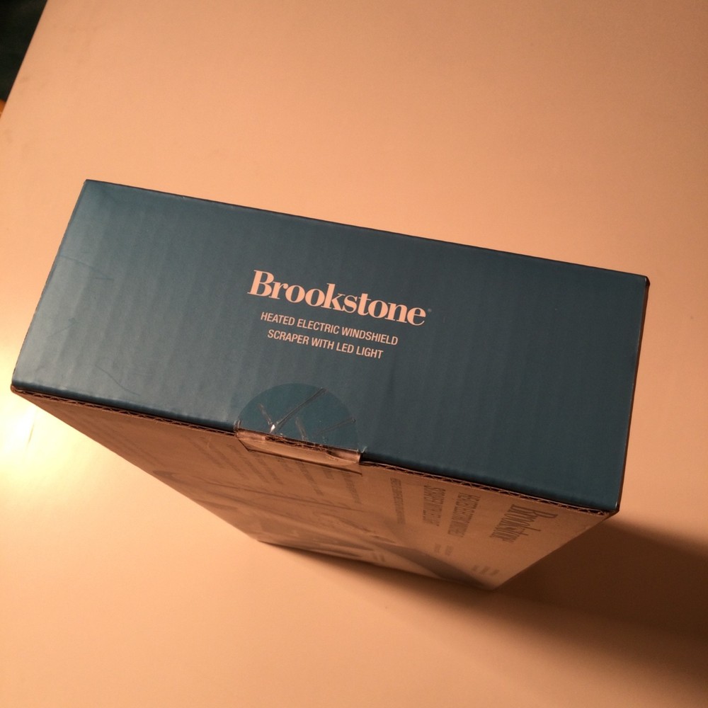 NEW-Brookstone Heated Electric Windshield Scraper with LED Light-Snow Ice Melter