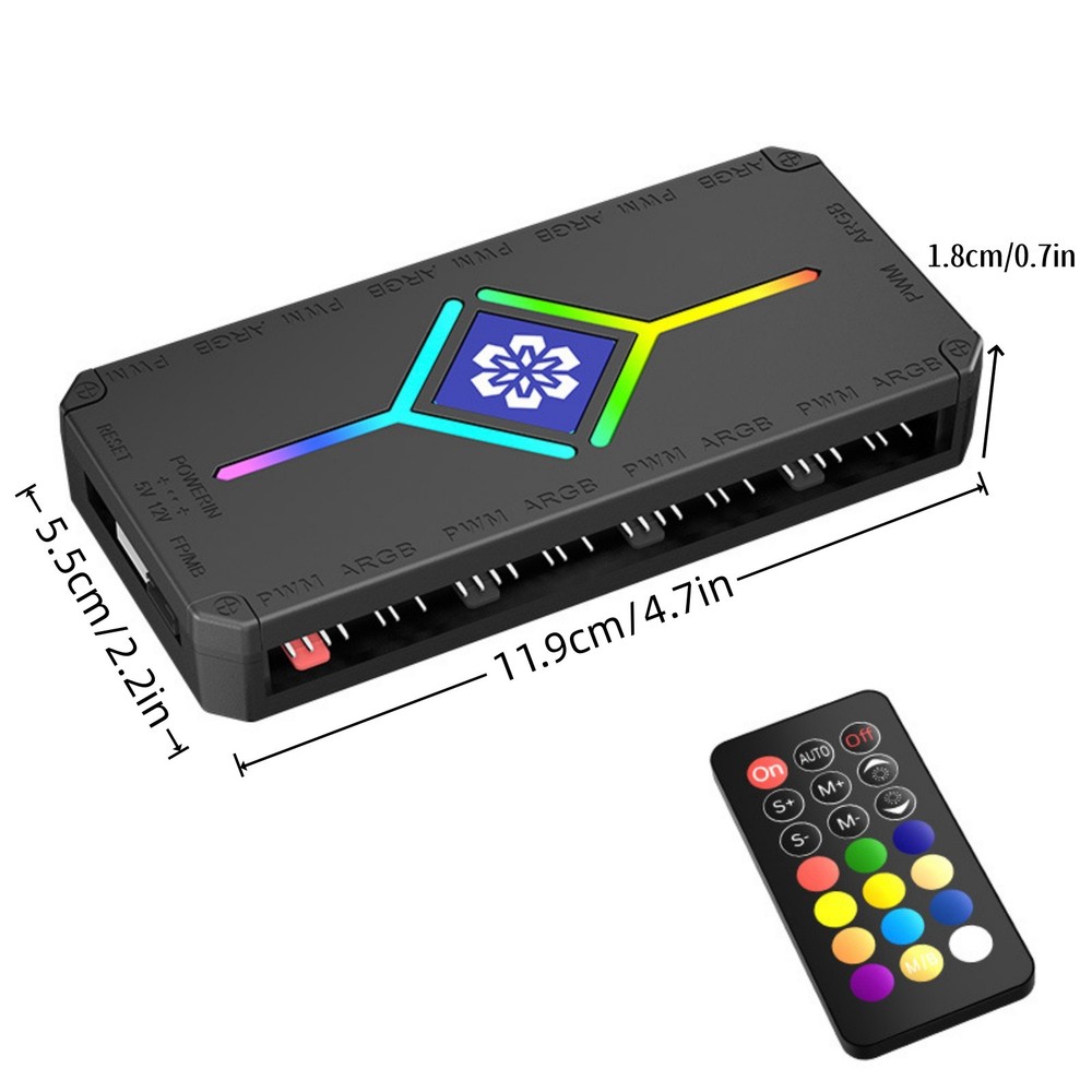 9 Channel PWM ARGB Controller 12V/5V Hub with Remote No App Needed Plug Play