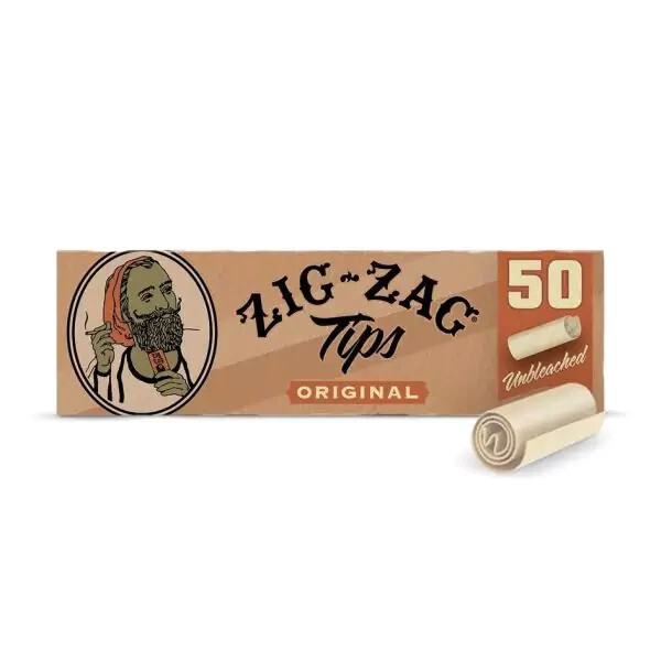 ZIG-ZAG UNBLEACHED ROLLING PAPER FILTER/ TIPS - ORIGINAL SIZE - 10 Pack 500 TIPS