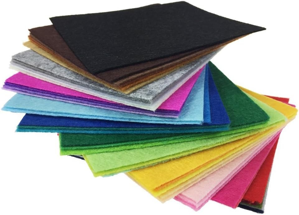 Durable 1mm Thick Felt Fabric Sheets - 42 Assorted Colors for Crafters