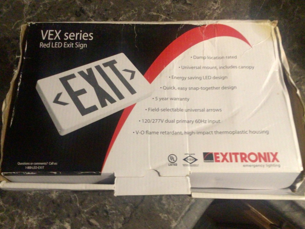 Exitronix emergency lighting Thermo Plastic LED EXIT SIGN VEX Series