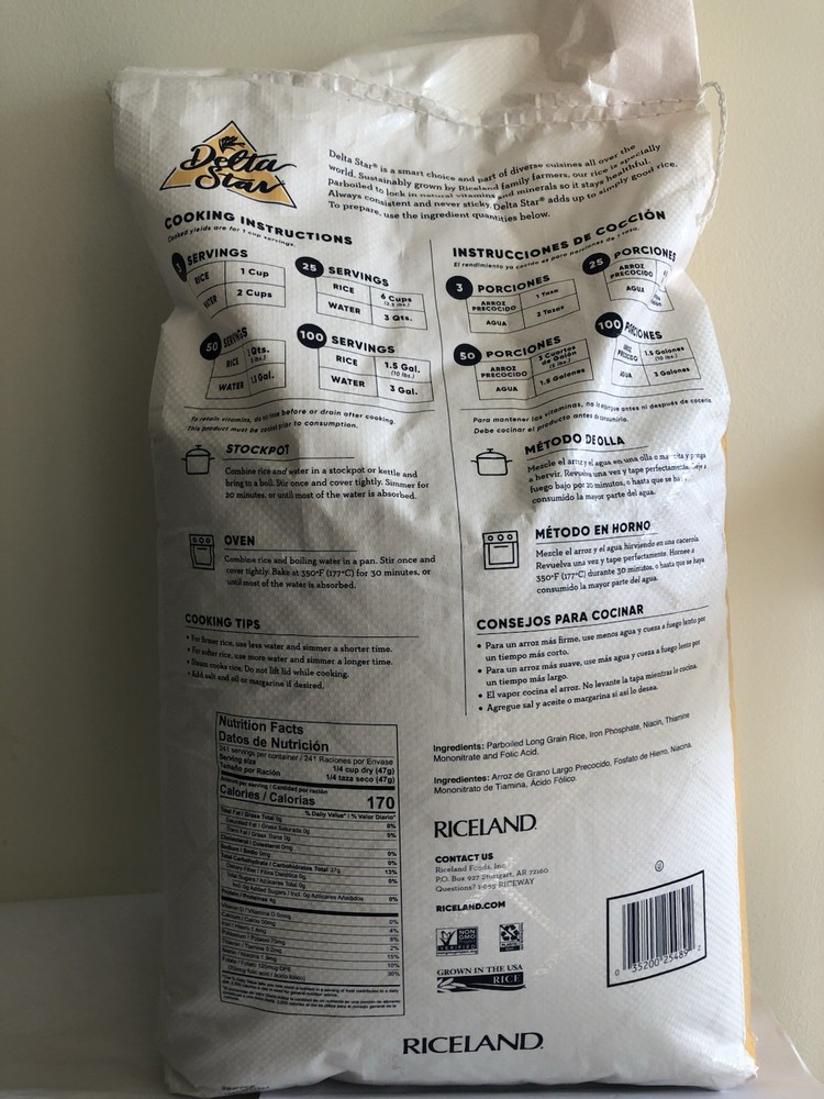 Delta Star Long Grain Parboiled Rice 25Lbs.