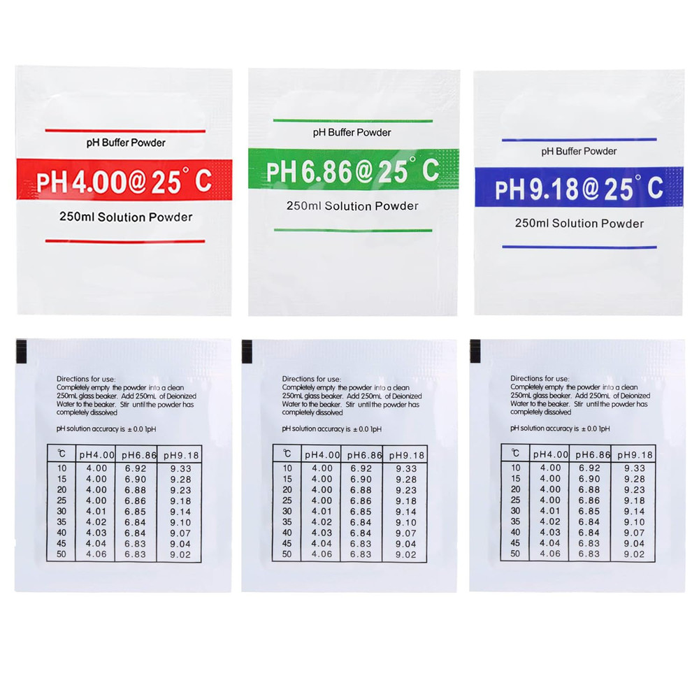 Nynelly 15 Pack Ph Meter Buffer Solution Powder Ph 6.86, 4.01, 9.18 for Precise