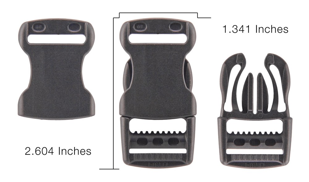 100 - 1 Inch YKK Flat Side Release Plastic Buckles
