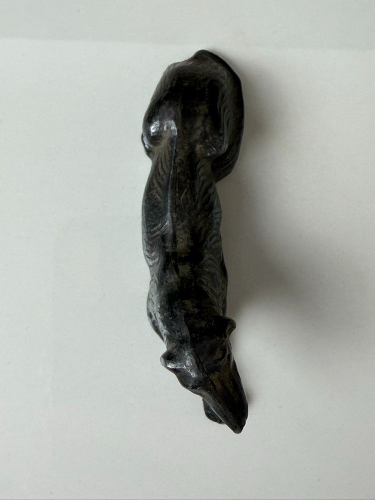 Antique Cast Iron Reclining Greyfaced Hound / Wolfhound