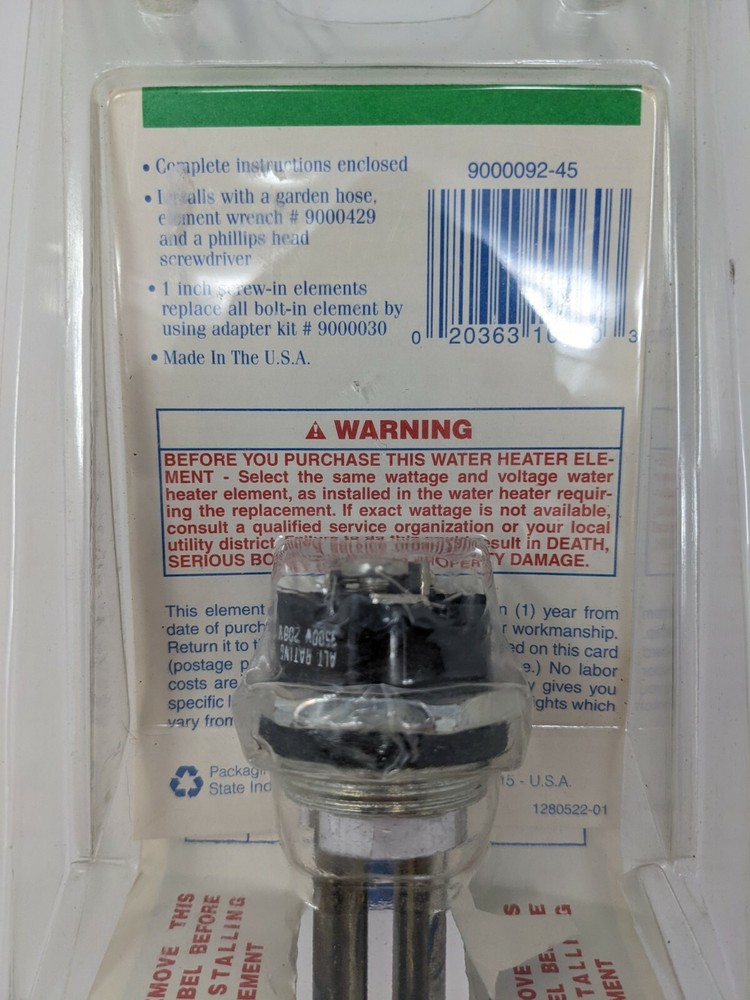 4500 Watt 240 Volt 1" Screw-in Flange Heating Element 9000092