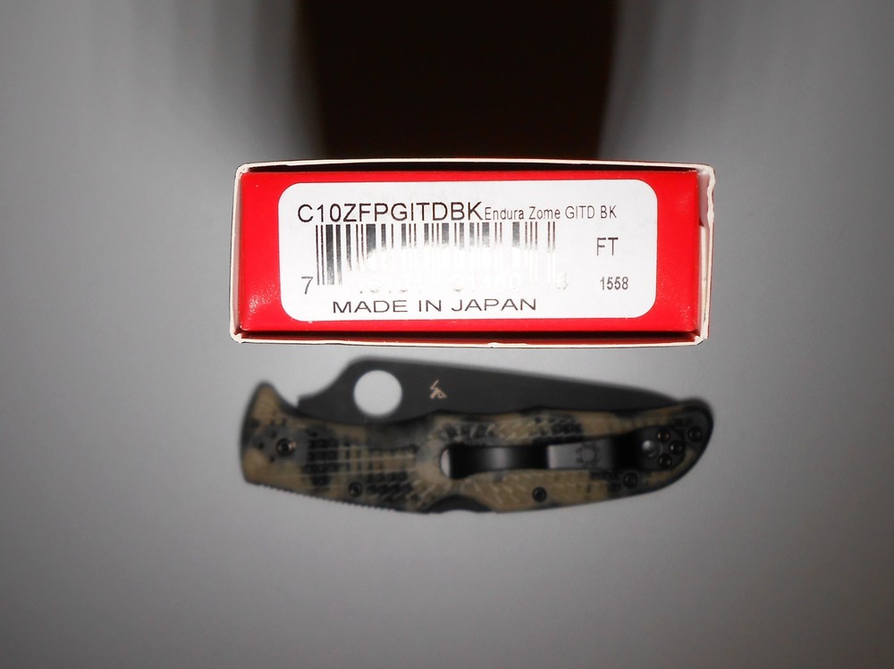 Pre-owned Spyderco C10ZFPGITDBK Endura GITD TiCN coated blade