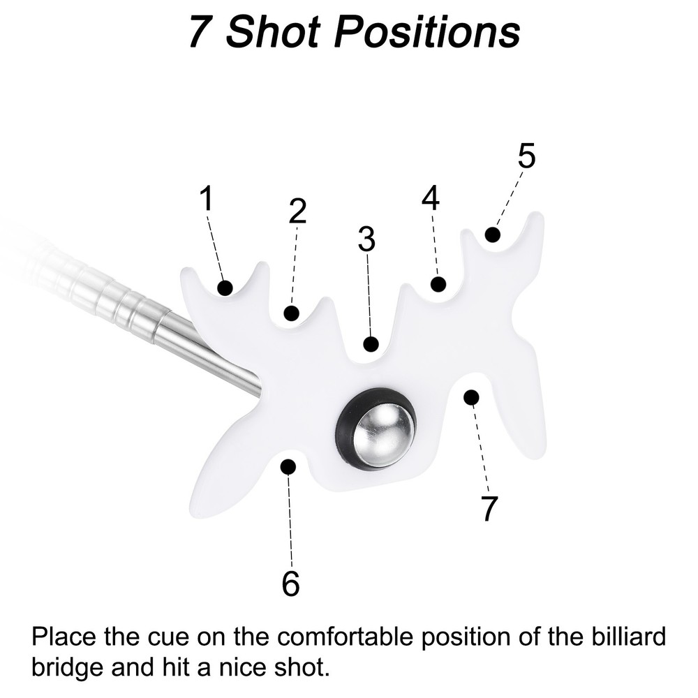 Billiard Stick Bridge Stick, Silicone Handle with Plastic Bridge Head, White