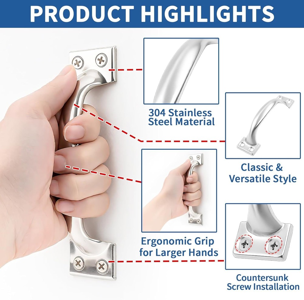 6 Inch Gate Handle Outdoor 304 Stainless Steel Door Pull Handle Rustproof