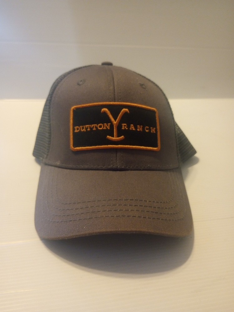 Yellowstone Dutton Ranch Emblem Patch Adjustable Trucker Hat Grey