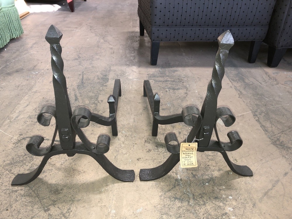 Wrought Iron Fireplace Andirons Bronze Finish