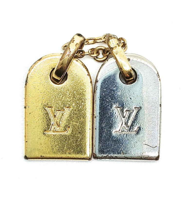 Authentic LOUIS VUITTON Monogram LV Initials miniature name tag Charm.