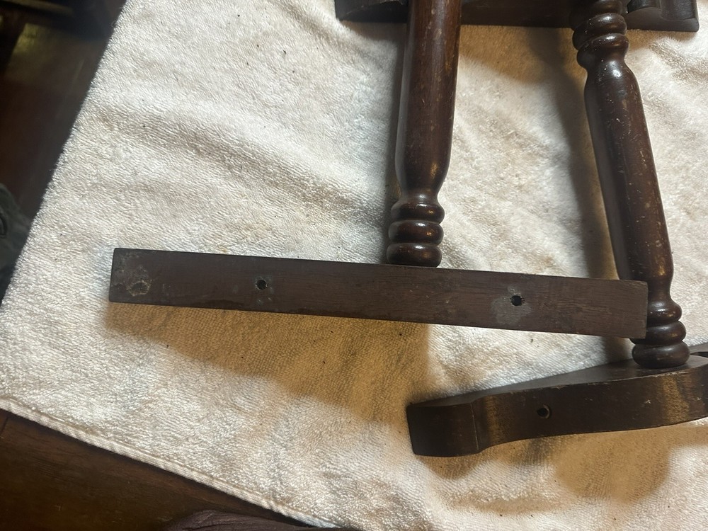 Pair Victorian Walnut Spindle Pull Bracket Handles Decoration Salvage 11”