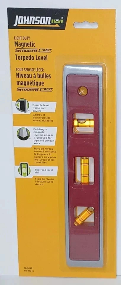 Johnson Level & Tool 7500M 9" Magnetic Plastic Torpedo Level