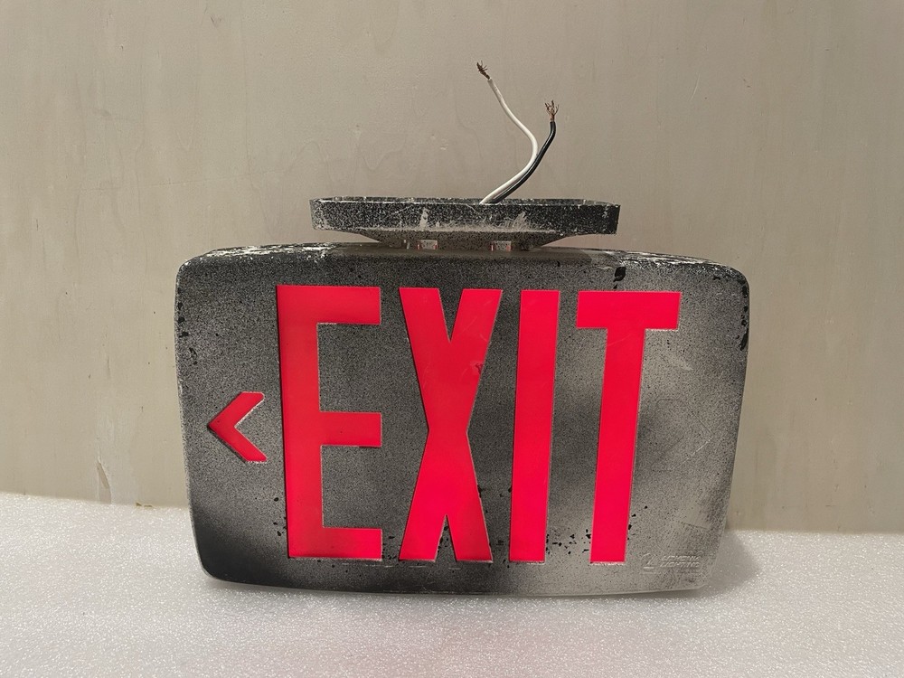 Lithonia LQM Red LED Exit Sign Ceiling Mount Double Face