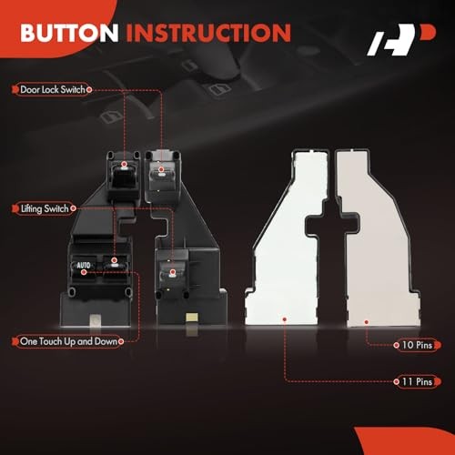 Driver and Passenger Side Power Window Switch Compatible with Dodge Ram 1500