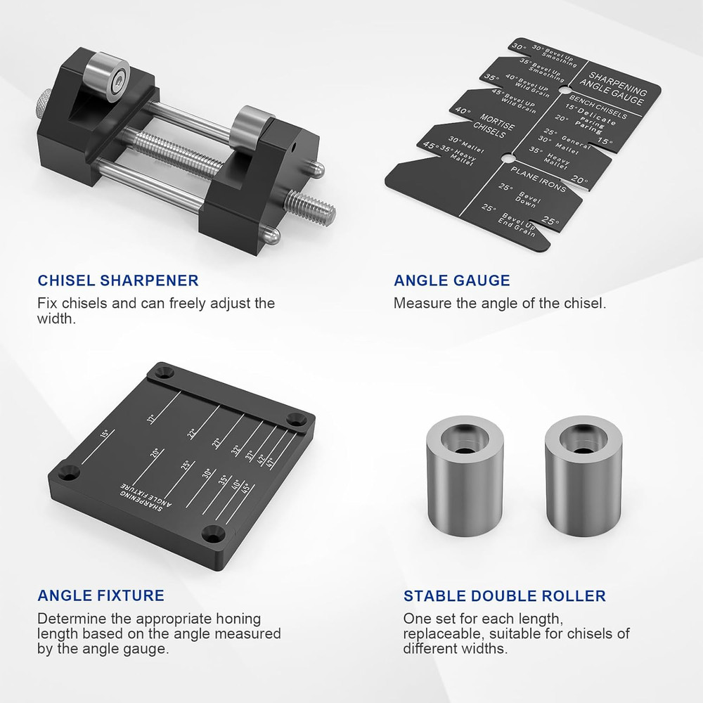 Precise Chisel Sharpening Jig Kit, Honing Guide System for Woodworking Chisels a