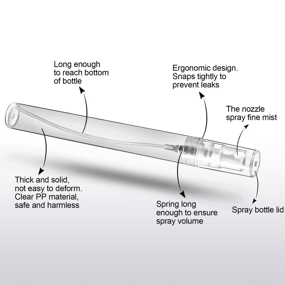 20 Pack 10ml Mini Spray Bottles Empty Tube Refillable Perfume Containers