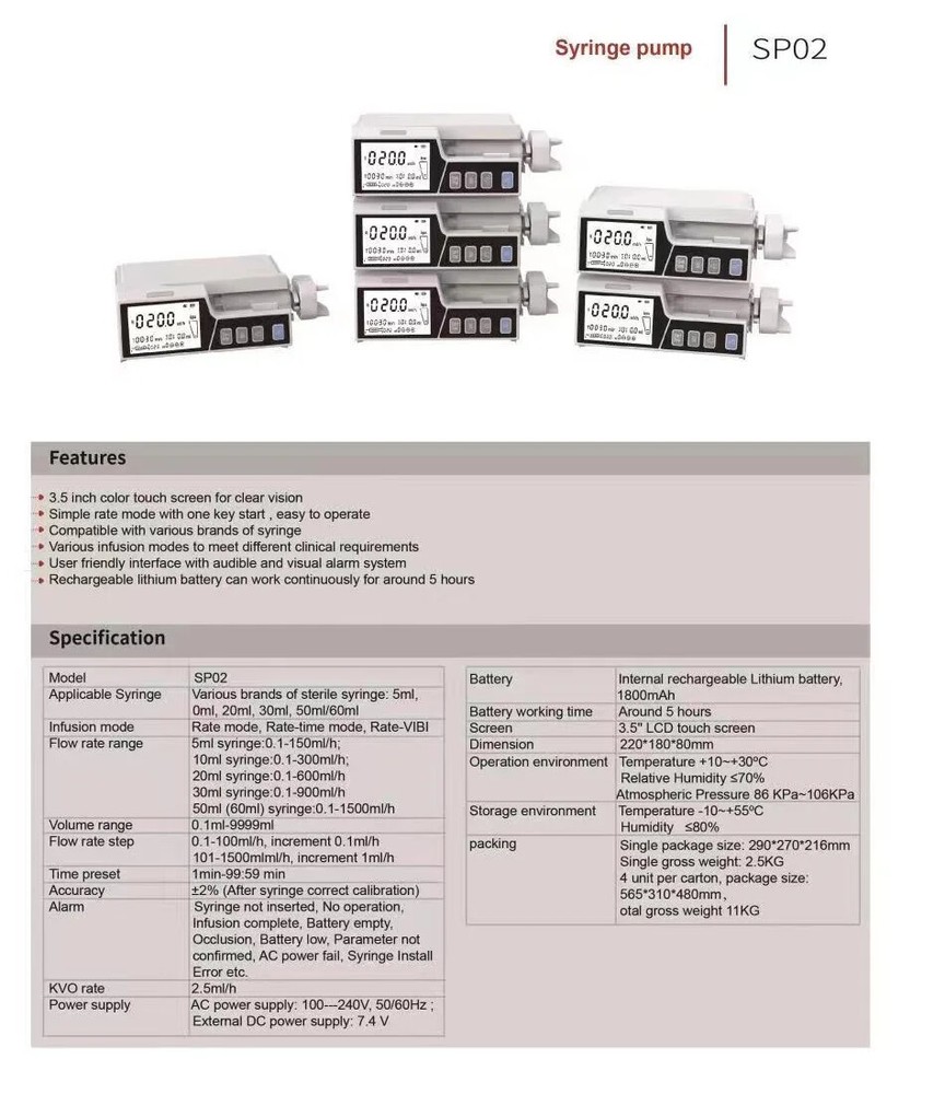 Syringe pump 3.5 inch Touch Screen Stackable Type Human or VET