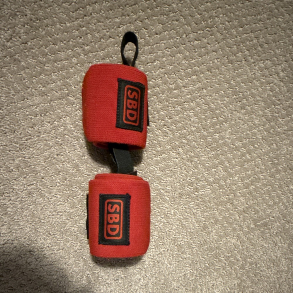 SBD Adjustable Red/Black Wrist Wraps for Weight Lifting, Fabric, 2 Pack