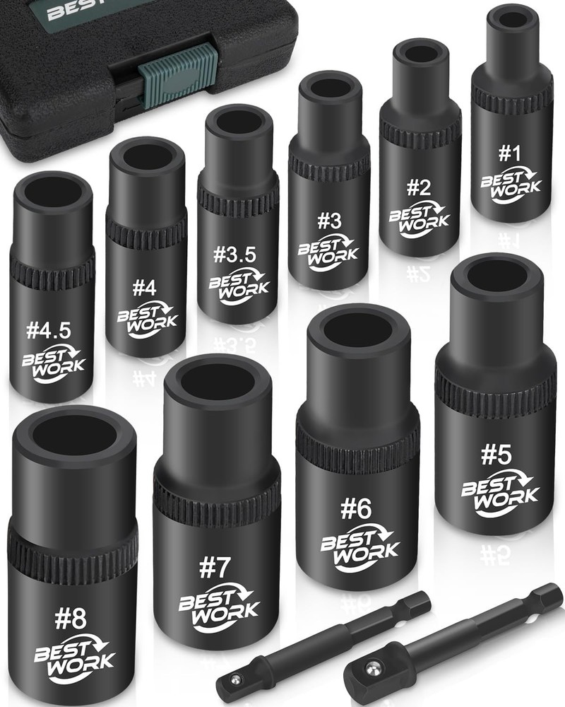 12Pcs Magnetic Tap Socket Set, 1/4", 3/8" Square Drive Tap Handle Tool