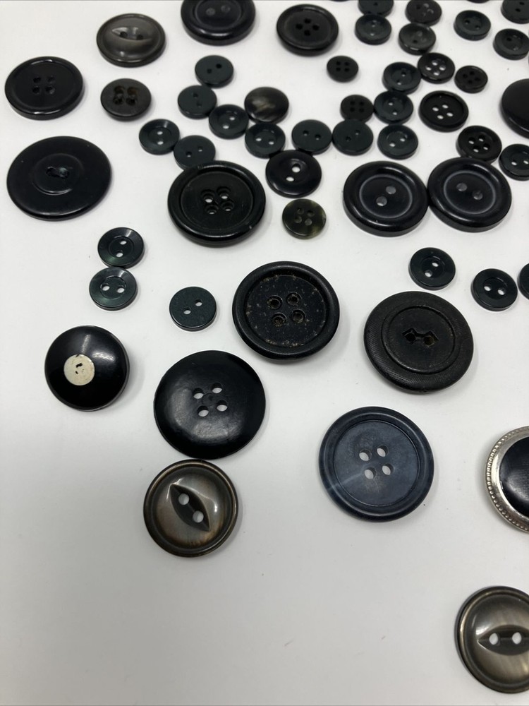 Vintage Button Lot Black Gray Mixed Lot
