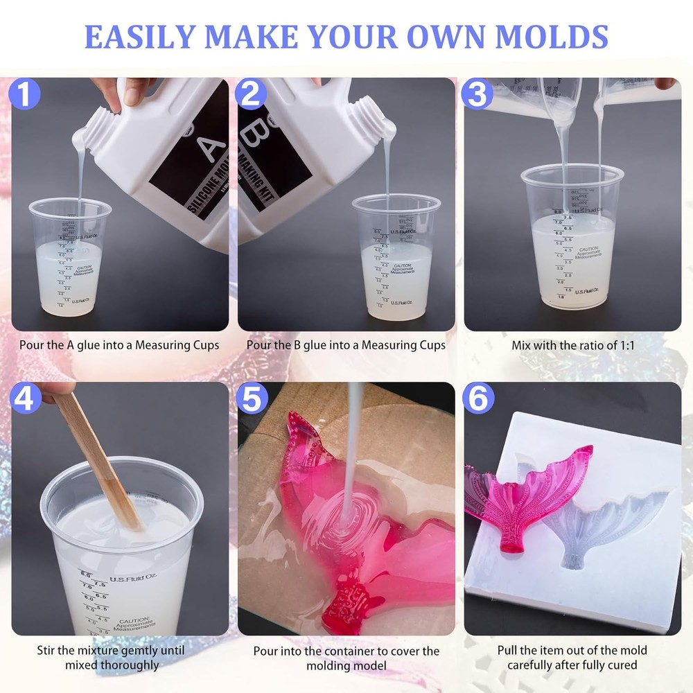 Silicone Mold Making Kit 100oz Translucent Liquid Silicone Rubber Mold Making