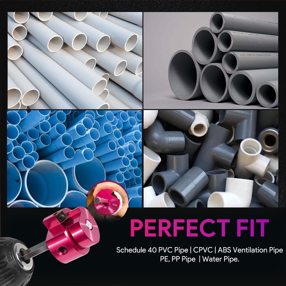 1" Head Plastic Pipe Fitting Reamer PPR100 with 1/4" Hex Shaft PVC Socket Saver