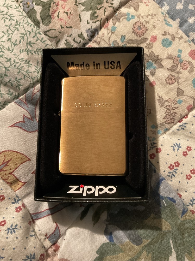 Zippo Solid Pocket Lighter, Brushed Brass with Solid Brass 204-000249